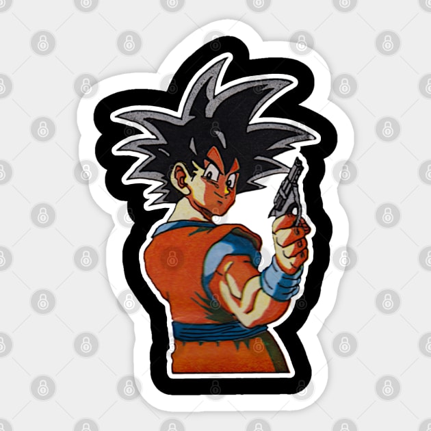 Goku's Got a Gun Sticker by retroworldkorea